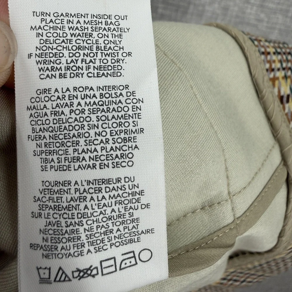 CAbi Blazer Womens 2 Beige Plaid Mid-Length‎ Collared Stretch Tweed Slim Fit